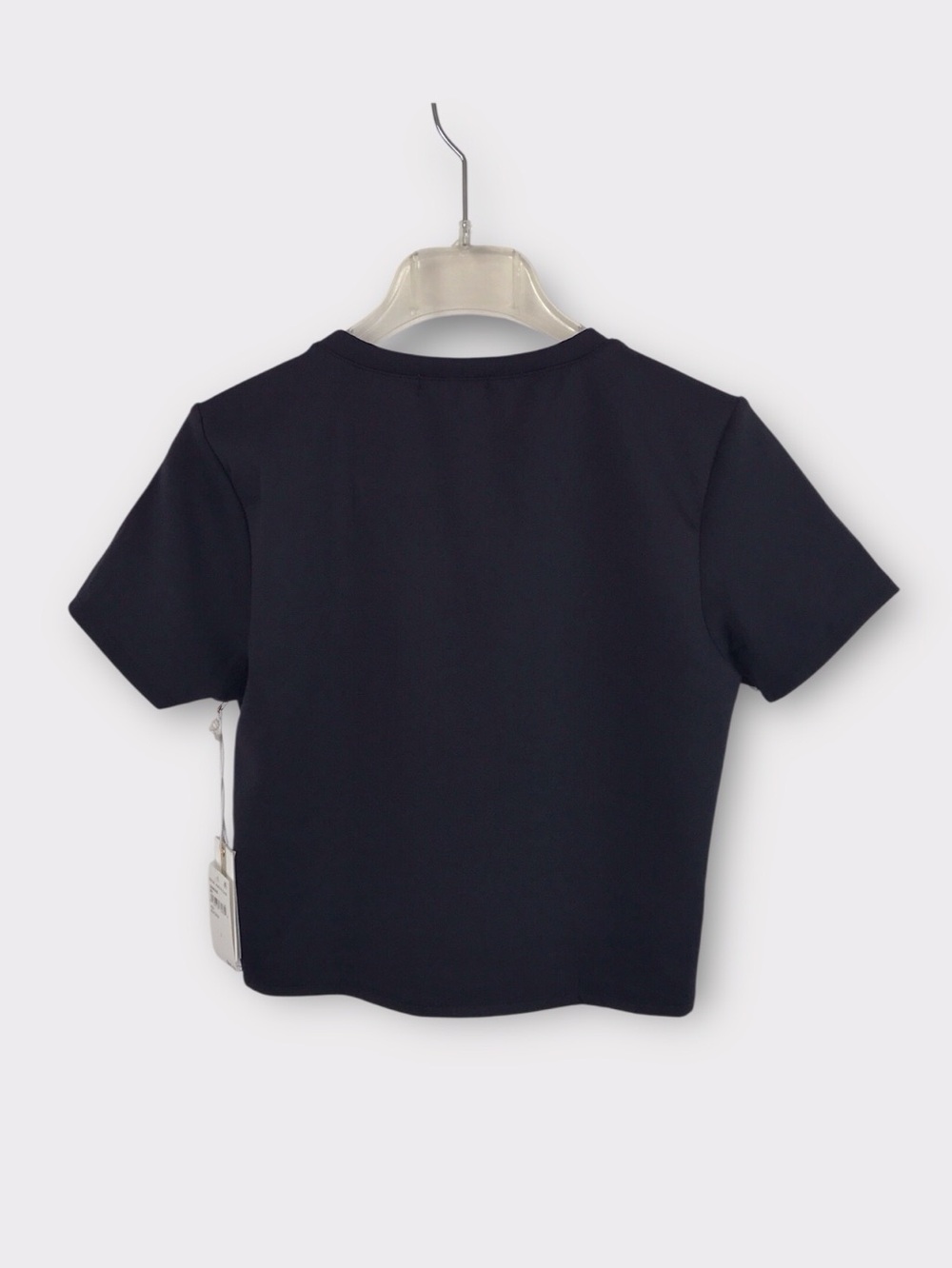 Good American NWT Black Compression Crop Top Short Sleeves - Picture 4 of 5